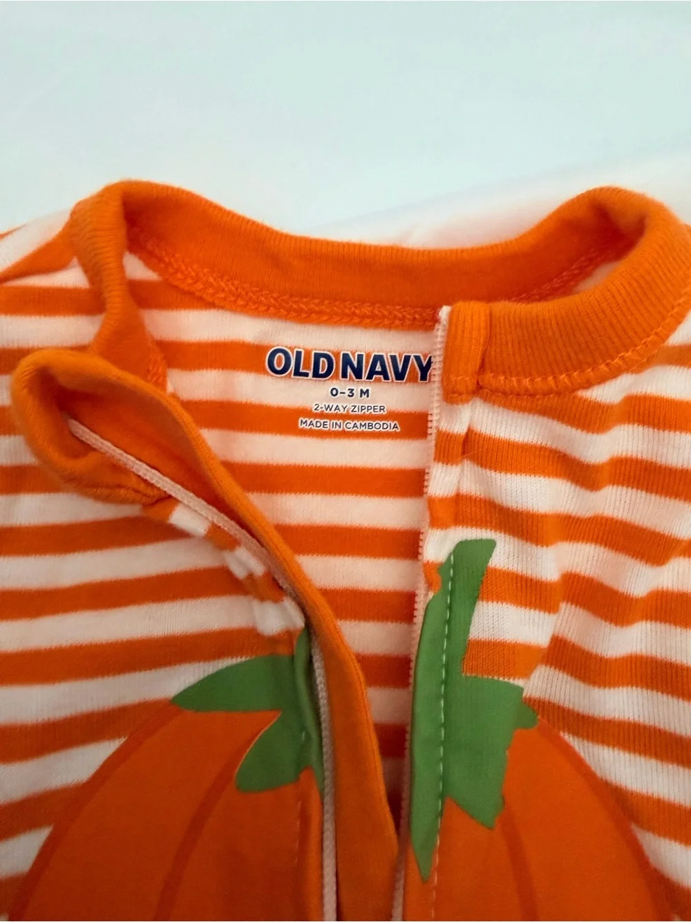 Old Navy Orange and White Striped Pumpkin Footed One-Piece